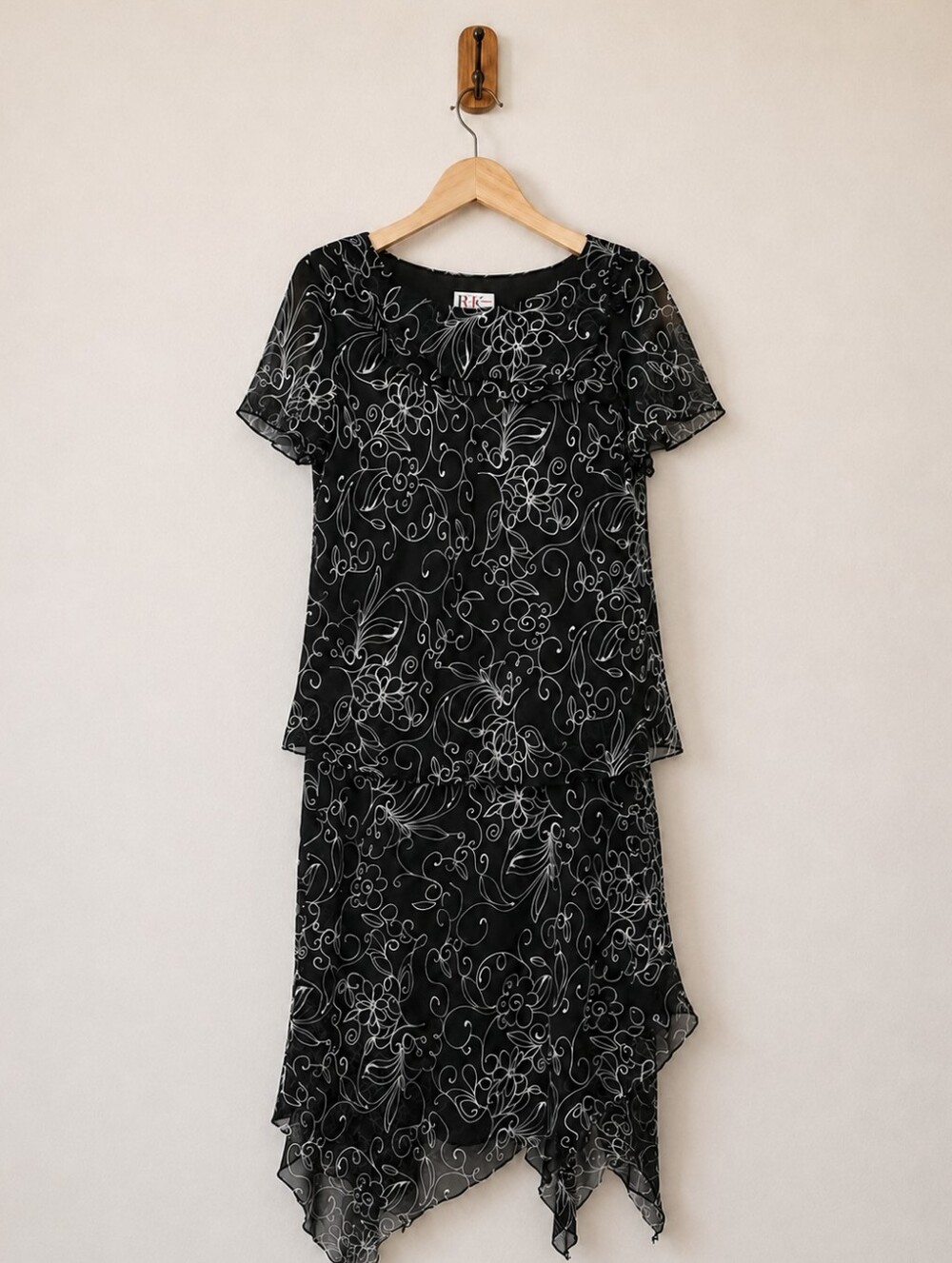 R&K Originals Black & White Floral Layered Dress (2pcs)